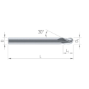 Dixi 7033 VHM Stirnradiusfräser 2.00mm SL:3mm